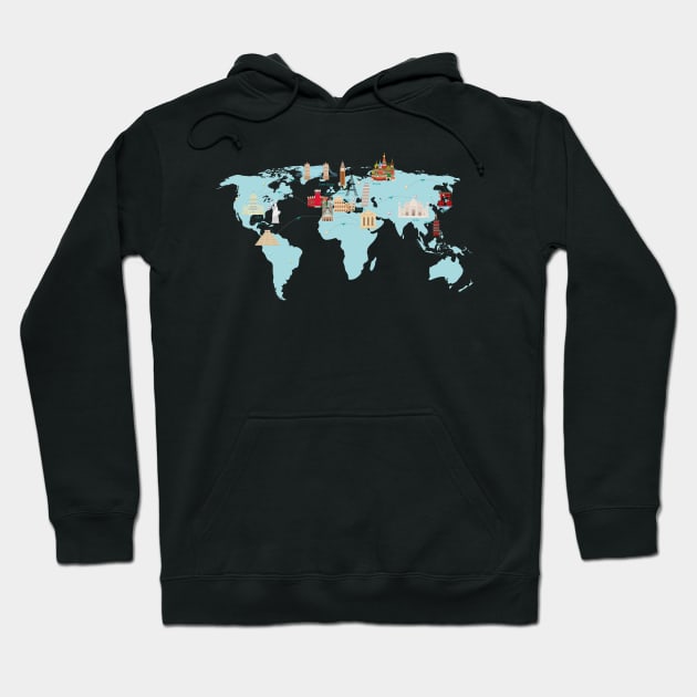 4K World Travel Map | HD Sightseeing Map of The World | High Resolution Travelling Map Hoodie by benayache